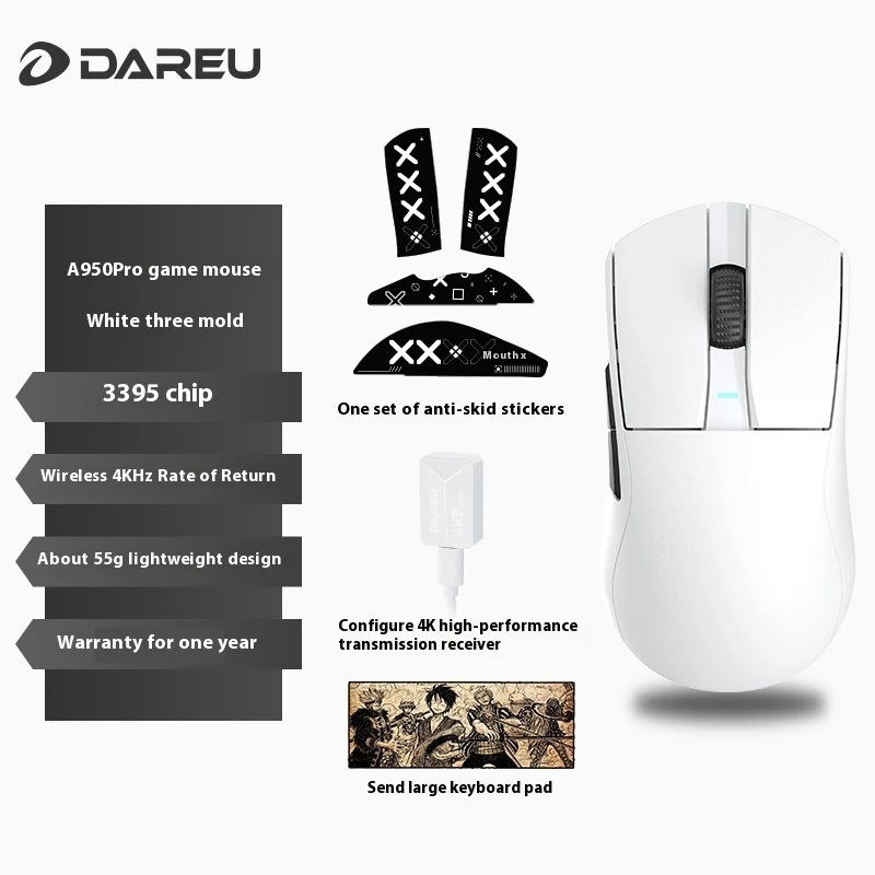 

Беспроводная Bluetooth-мышь Dareu A950pro, 4k, Paw3395, 26000dpi