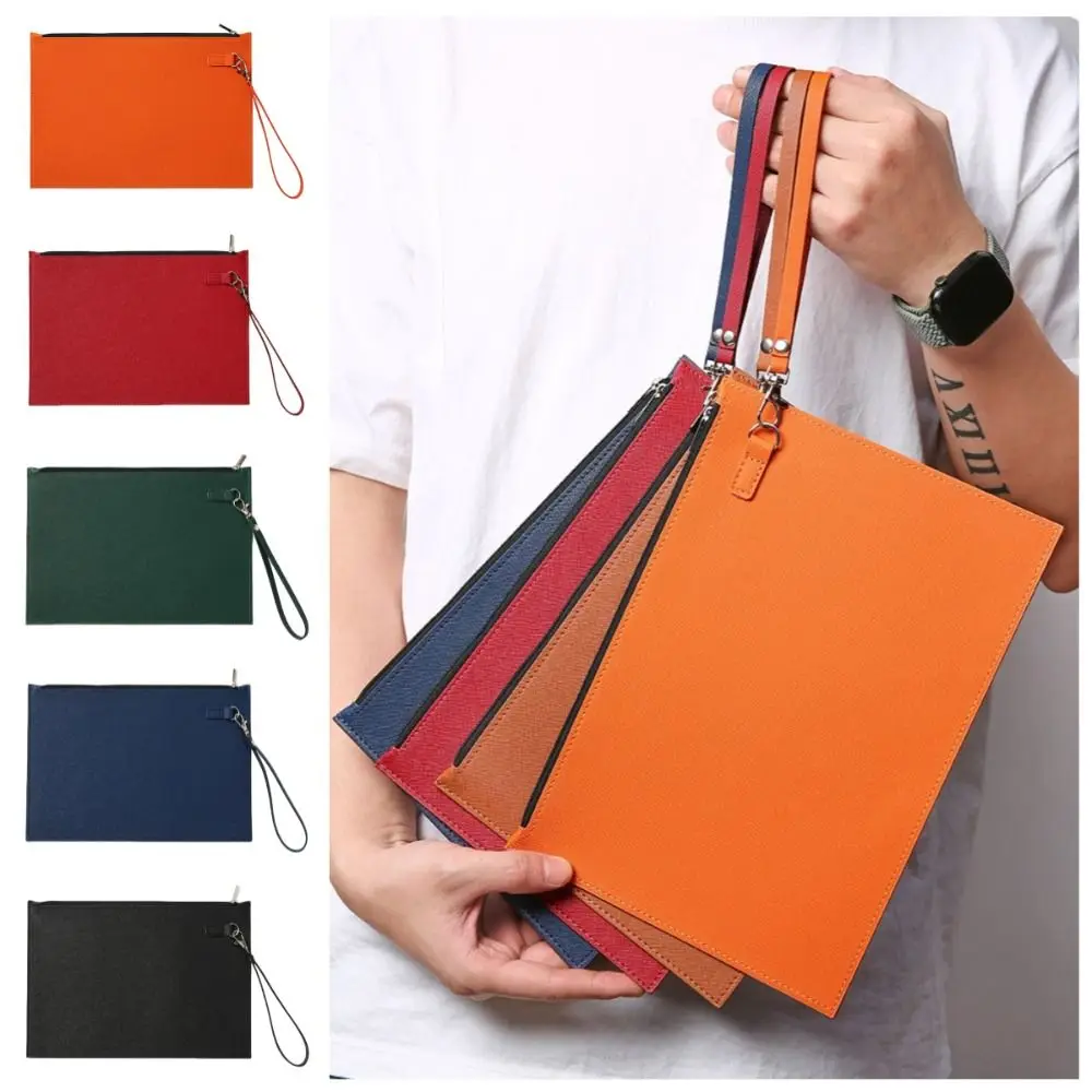Cartella portadocumenti in similpelle A4 di grande capacità Borsa portadocumenti ispessita impermeabile Elegante con corda