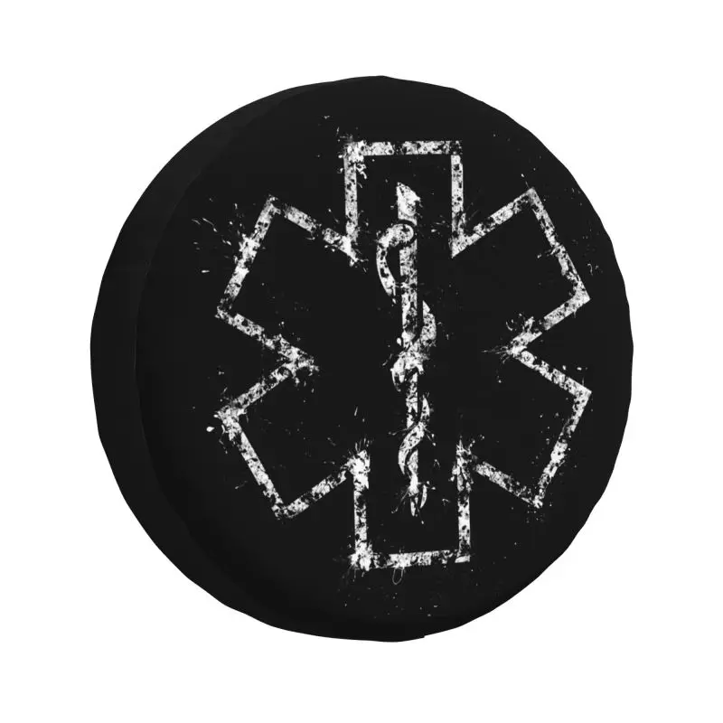 Custom Star Of Life EMT Spare Tire Cover for Jeep Grand Cherokee Emergency Medical Paramedic 4WD 4x4 SUV Car Wheel Protector