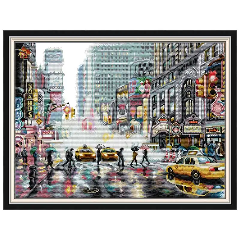 New York Patterns Counted Cross Stitch Set DIY 11CT 14CT 16CT Stamped DMC Cross-stitch Kit Embroidery Needlework Home Decor