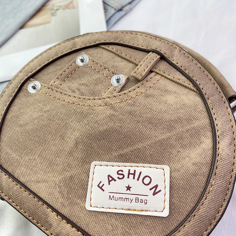 Runde Handtasche Retro Shoudler Taschen für Frauen 2024 Mini kleine Umhängetasche klassische Pu Griff Geldbörse Bolasas runde Einkaufstasche – Detail 17