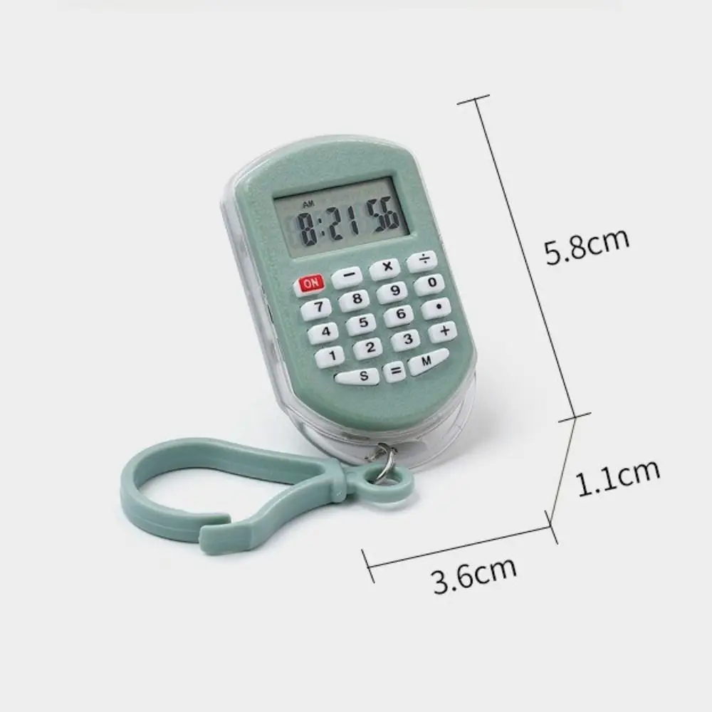Picture 7: Portable Mini Calculator Time Display Silent Button Electronic Calculator 8 Digits Display Lightweight Keychain Calculator