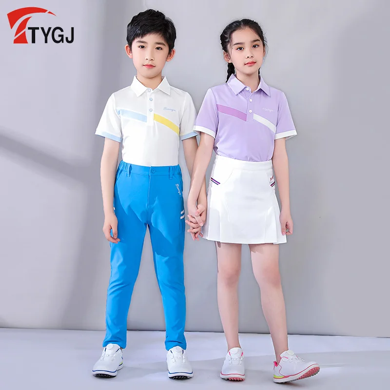 TTYGJ summer golf sports tops boys and girls lapel polo shirt teenagers spelling color short-sleeved T-shirt