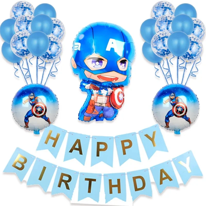 Ensemble de ballons décoratifs pour anniversaire, thème Marvel Avengers, Spider Man, Iron Man, MEDK