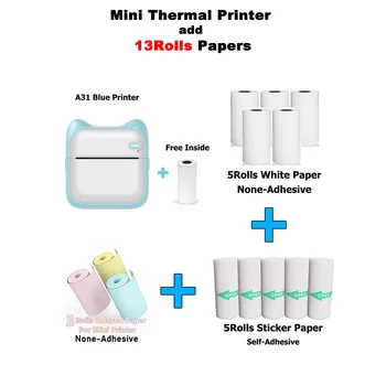 미니 프린터 스티커 메이커, 휴대용 열 스티커 프린터, 블루투스 무잉크 포켓 프린터, iOS 및 안드로이드 호환 가능