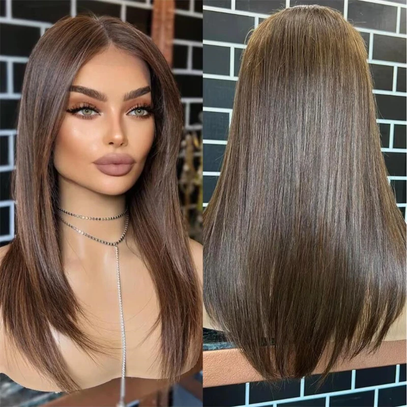 Cosplay HD Natural Hair Wig Chocolate Brown Blonde wig Medium Long length wigs women Lace Front Wig Soft Wavy Glueless 13x4