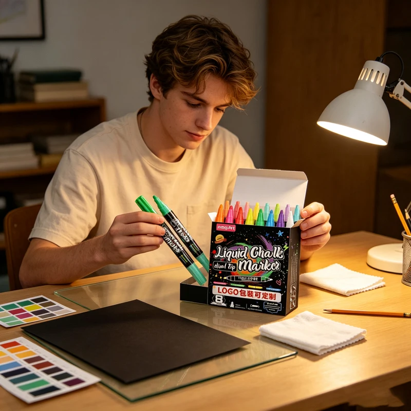 8/16 Colors Dual Tip Erasable Chalk Markers, Washable Wet Erase Neon Pens for Blackboard, Chalkboard, Glass and Window