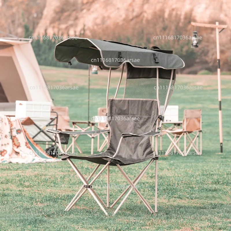 Folding Camping Chair With Canopy, Beach ,Side Pocket