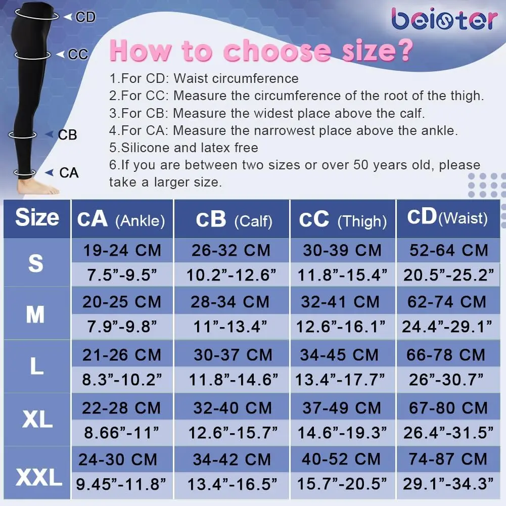 Medical Compression 20-30 MmHg Thin Footless Graduated Support Pantyhose for Women High Waist Circulation  for Varicose Veins