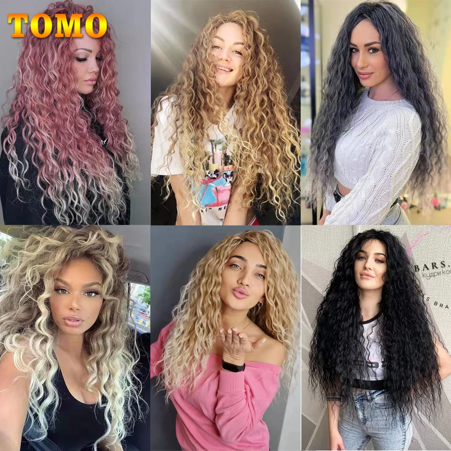 TOMO 18 24Inch Long Water Wavy Synthetic Crochet Hair Ombre Hawaii Afro Curls Braiding Hair Extensions For Women Ocean Wave Hair