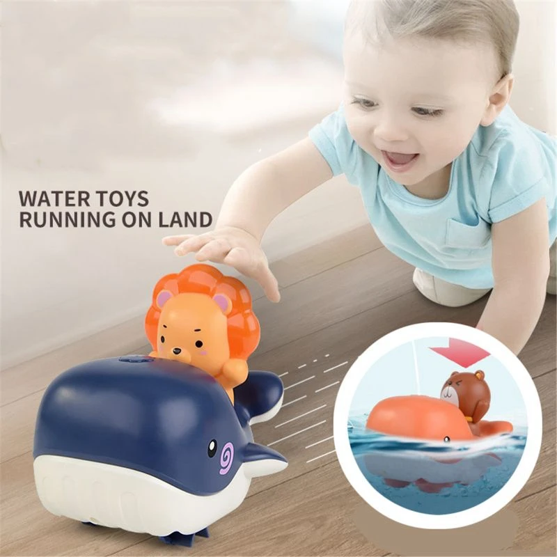 Baby Bathing Toys Clockwork Whale Wind Up Car Play Water Pool Shower Bathroom Kids Pool Bathtub Baby Water Toys