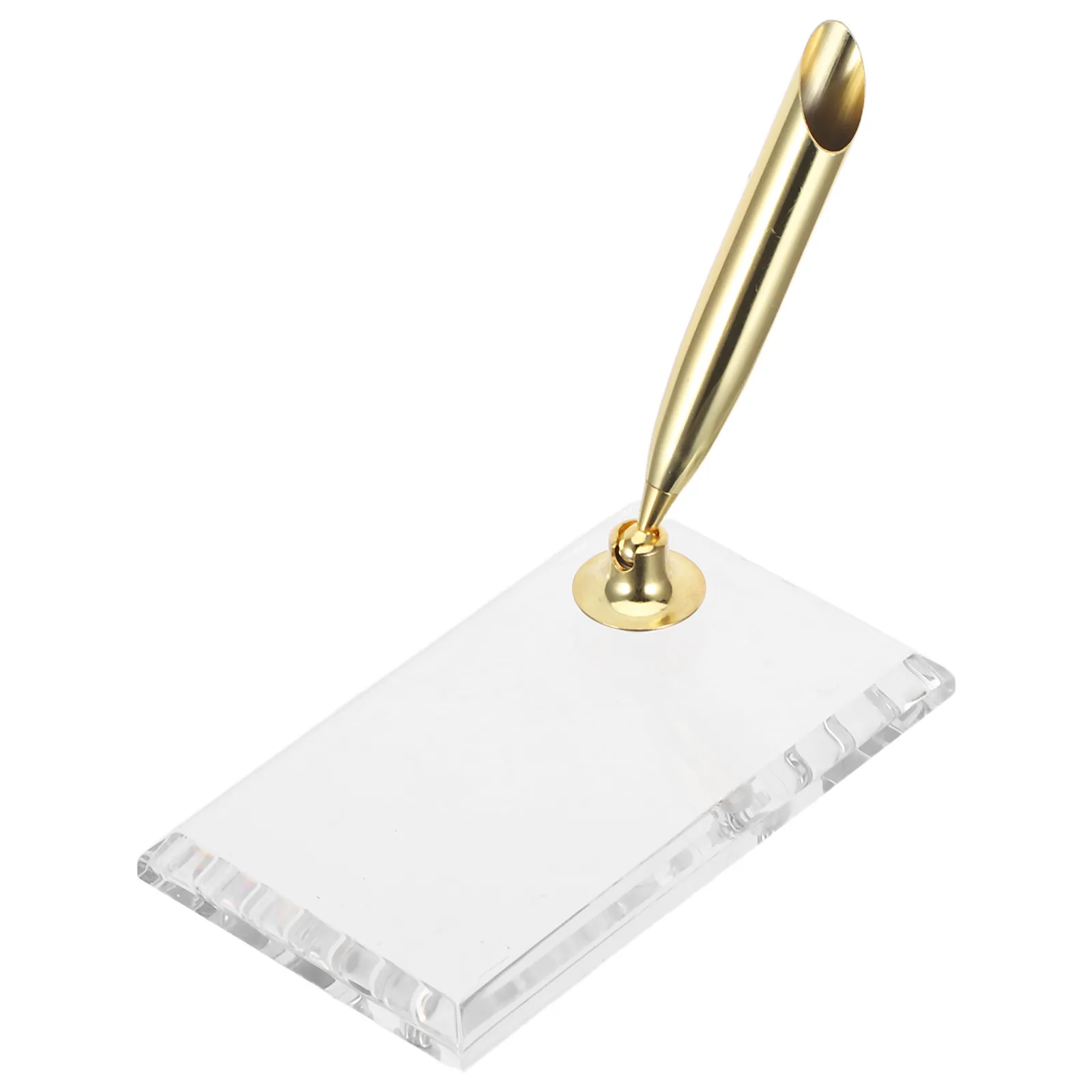 

Decorative Desktop Acrylic Pen Holder Square Base Single Hole Pen Stand for Fountain Ballpoint Pens Modern Desk Organizer Office