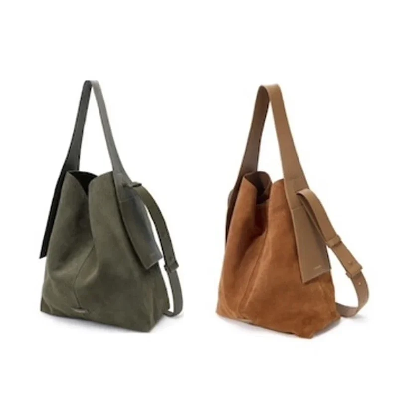 

Chamois Leather Bucket Bag Casual Crossbody Single Shoulder Bag Lady Tote Bag Messenger Bag Large-Capacity Shopping Bag