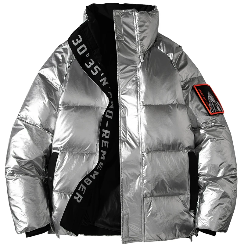 

Winter White Duck Down Jacket Men Fashion Shiny Thick Warm Hip Hop Coats Outdoor Couple Male Puffer Jackets Streetwear