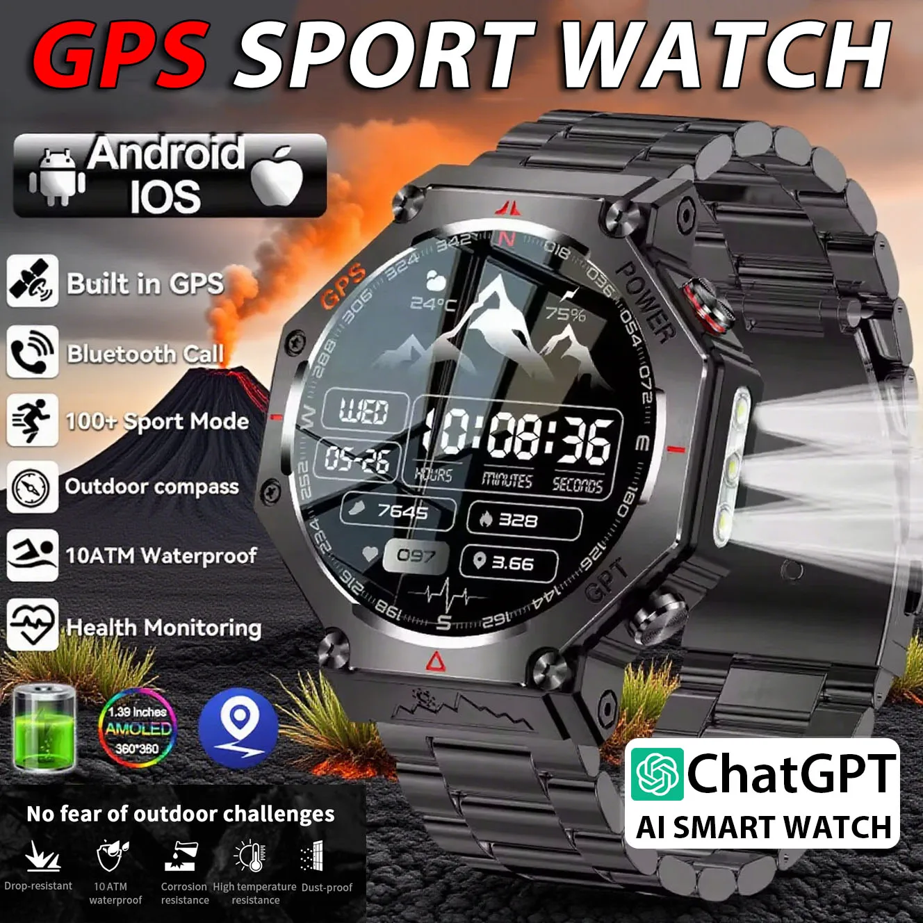 

Новые умные часы ChatGPT с искусственным интеллектом, 5 атм, водонепроницаемые, с GPS, встроенным двухдиапазонным компасом GNSS, военные спортивные умные часы для мужчин и женщин