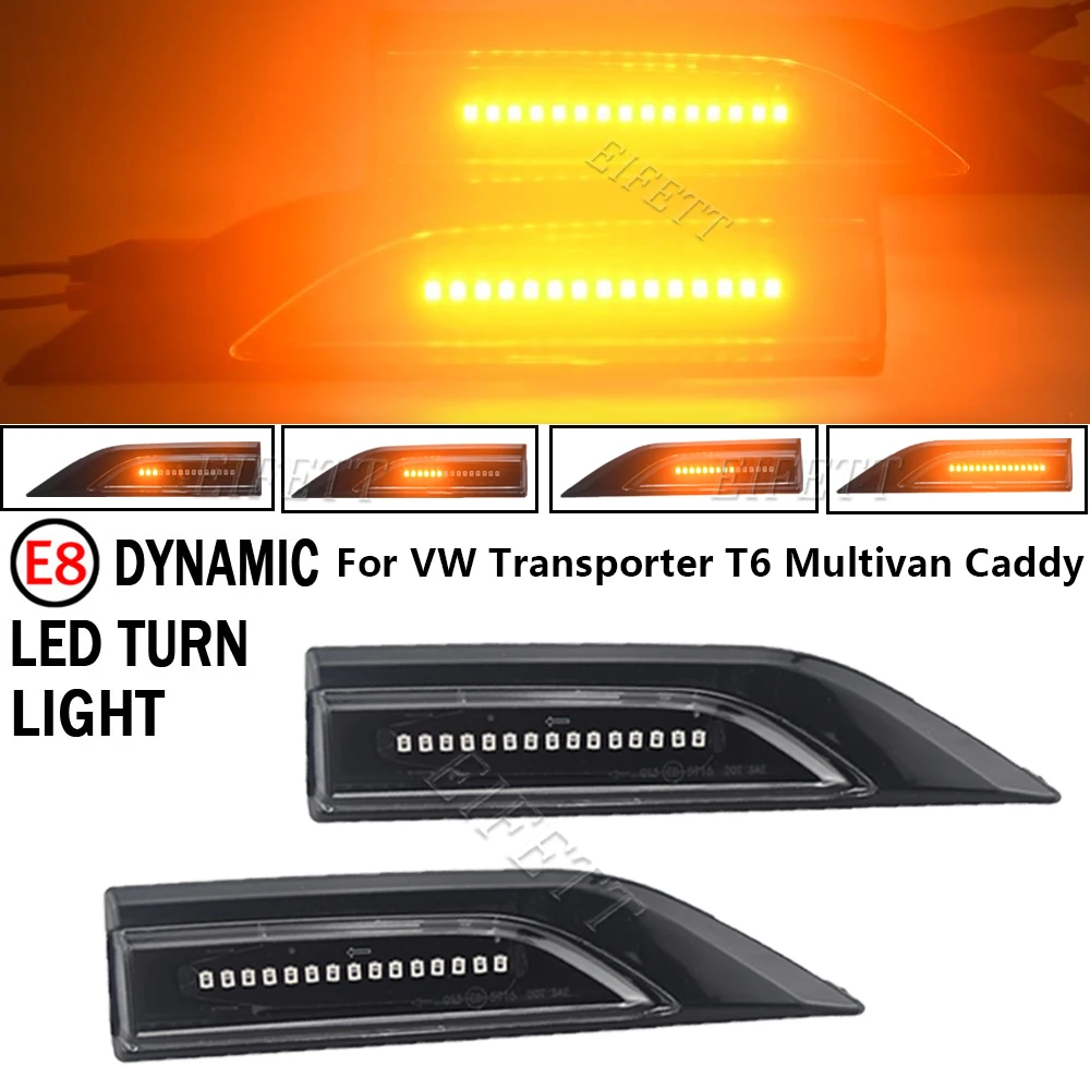 NEW 1Pair LED Dynamic Side Marker Turn Signal Lights For VW Transporter T5 T6 Multivan Caddy Turning 2016 2017 Car Fender Lamps