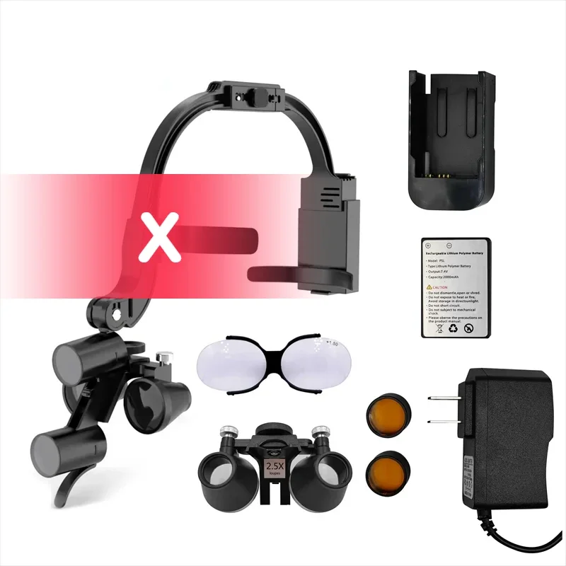 Dental LED Headlight Lamp 2.5X 3.5X Magnification Surgical Binocular Loupes Dentalist Lab Equipment Accessory