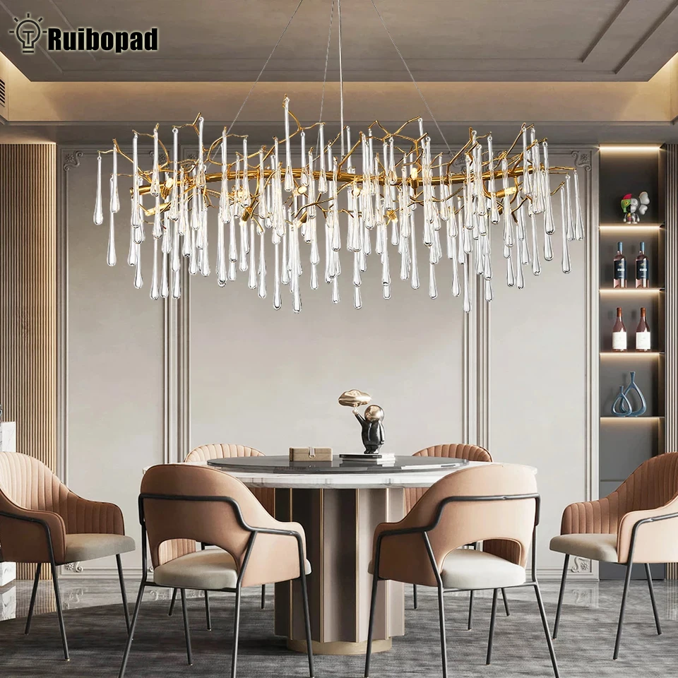 Gold Branch Chandeliers For Dining Room Kitchen Living Room Bedroom Nordic Glass Crystal Chandelier Lights Hanging Chandelier