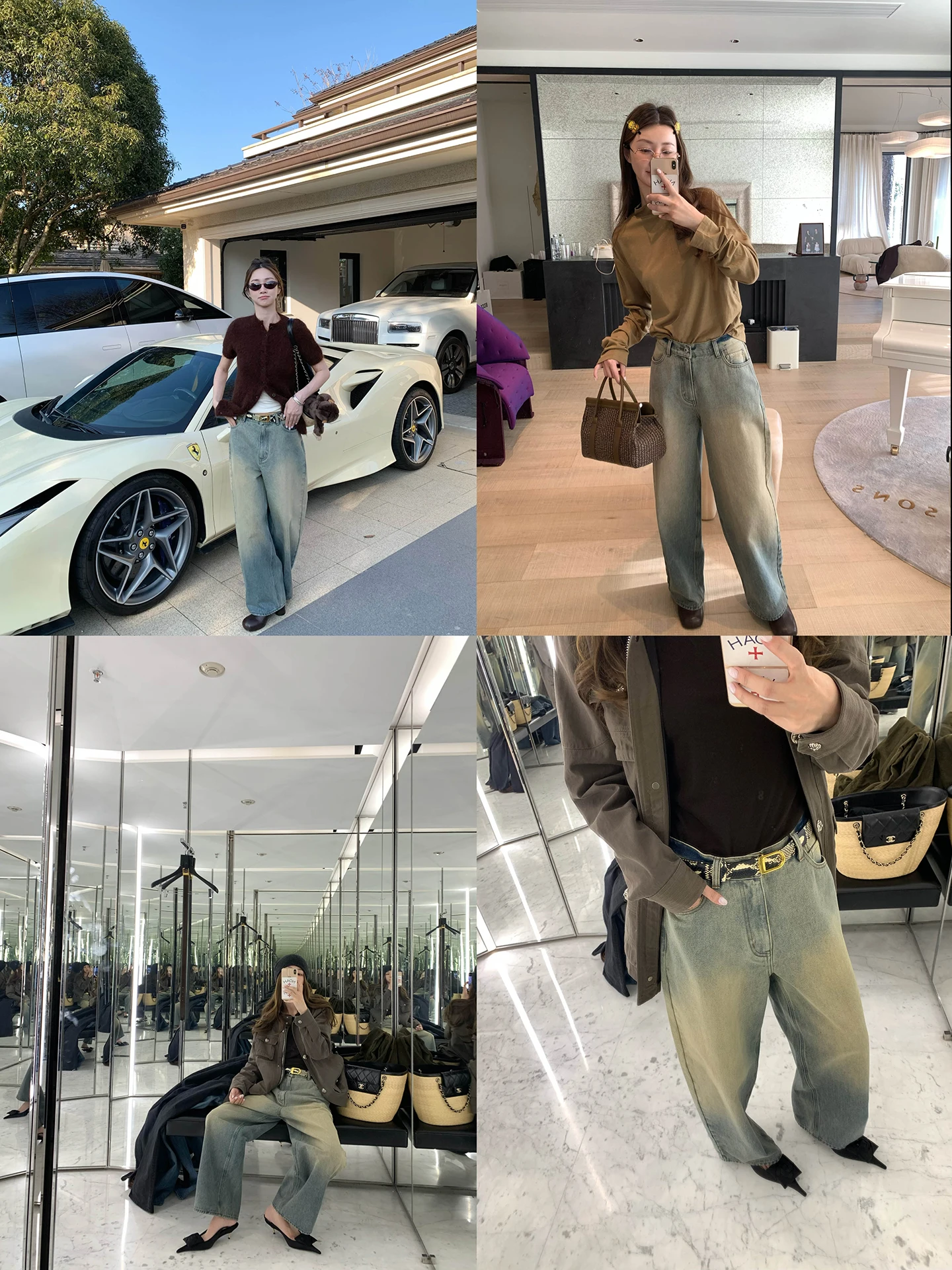 

Vcruan Aige God Pant Heavy Work Waed Dir Blue Classic Soblue Faded Denim Jeans Ladies Loose Fit Low Waist Cotton Jeans