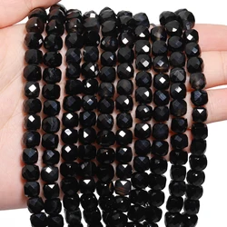 7x7mm AAA Faceted Cube Natural Stone Black Stripe Onyx Beads Square Spacer Beads For Jewelry Making DIY Bracelets Accessories