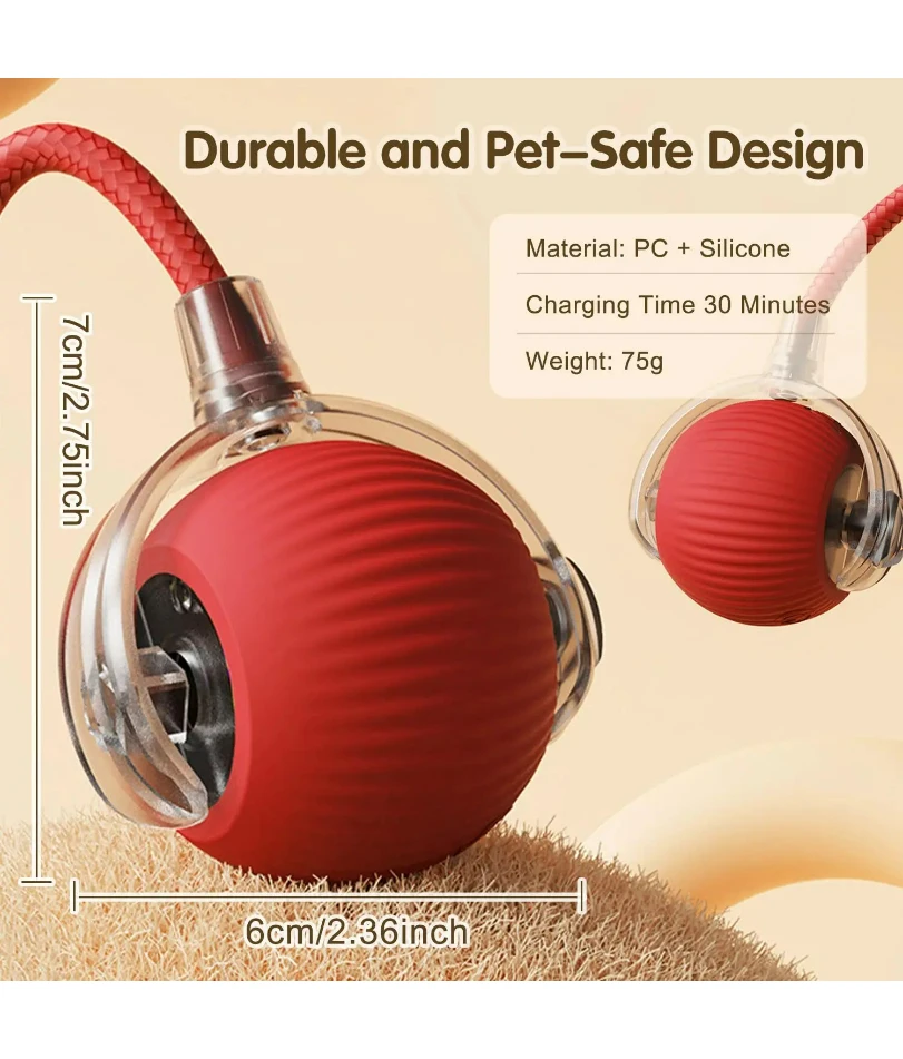 لعبة الكرة التفاعلية للقطط، كرة دوارة أوتوماتيكية مع ذيل، لعبة تفاعلية ذكية للحيوانات الأليفة قابلة لإعادة الشحن، فأرة ذكية للقطط