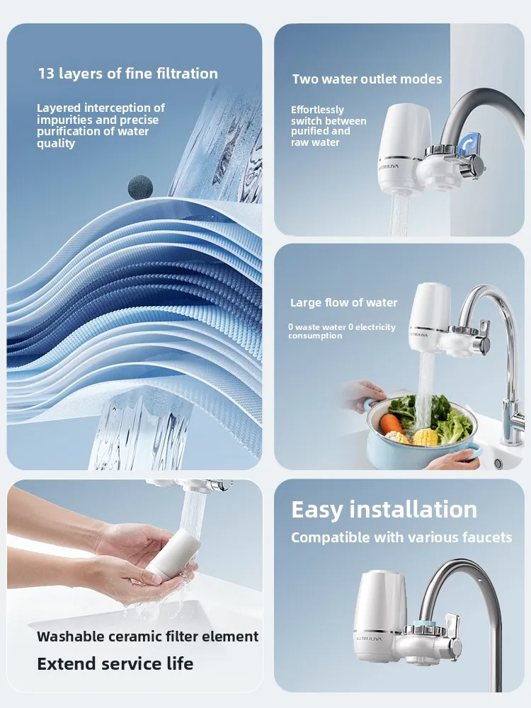 Water purifier, faucet filter, household direct drinking tap water, water filter, front ultrafiltration, universal for kitchens