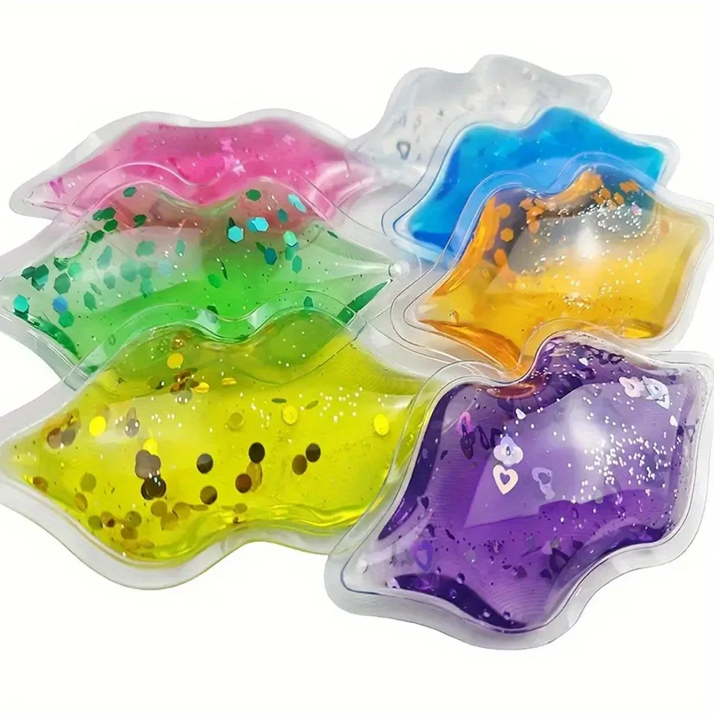 عبوة ثلج جل على شكل شفة قابلة لإعادة الاستخدام للشفاه والوجه - أداة العناية بالبشرة للاسترخاء الساخن/البارد - درجة حرارة مزدوجة مرنة قابلة لإعادة الاستخدام للساخنة والباردة