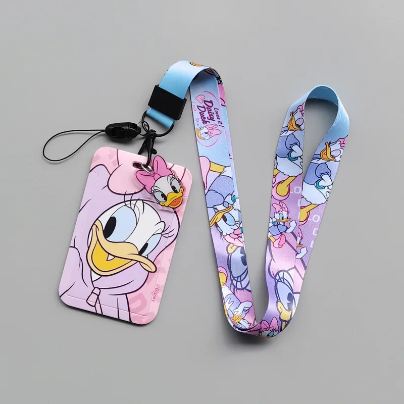 Kawaii Disney Donald Duck Card Holder Anime Student Campus Card Set Hanging Rope Work Card Meal Card Cute Girl Gift