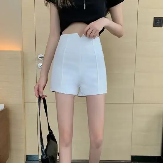 

Новые летние женские свободные повседневные шорты А-силуэта с высокой талией, широкими штанинами, больших размеров, утягивающие, универсальные, модные шорты. Бренд.