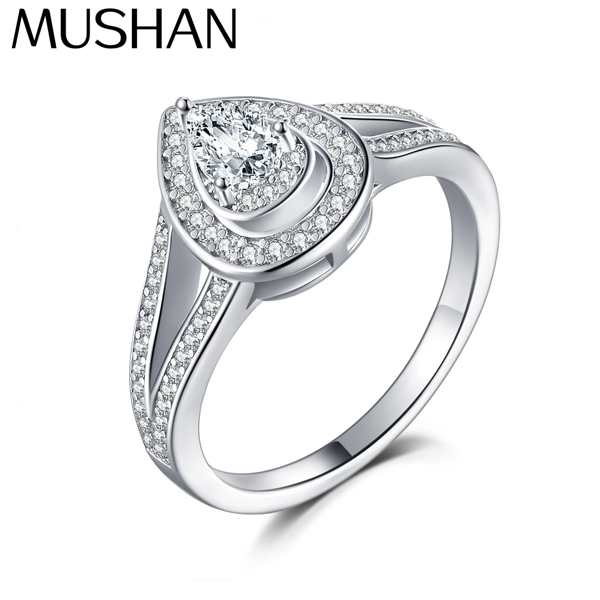 

MuShan Jewelry 925 Sterling Silver Rings Bands Engagement Ring 7A Cubic Zirconia Women Rings Bands Anniversary Women Gift
