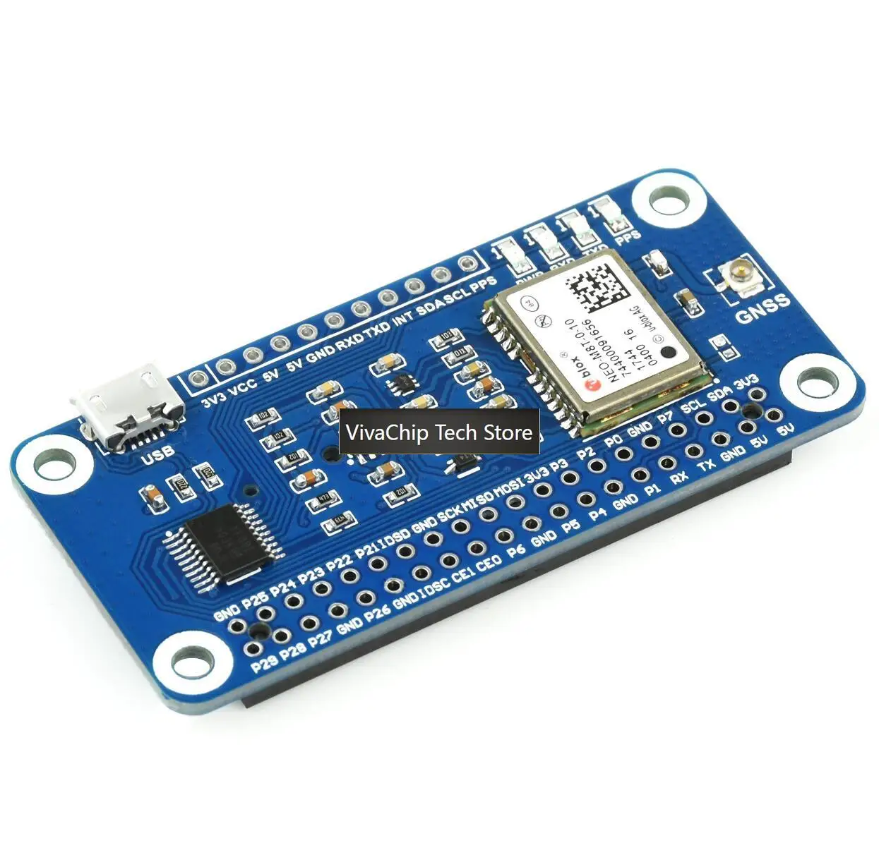 VivaChip TechWaveshare NEO-M8T GNSS TIMING HAT For Raspberry Pi, Single-Satellite Timing, Concurrent Reception Of GPS, Beidou, G