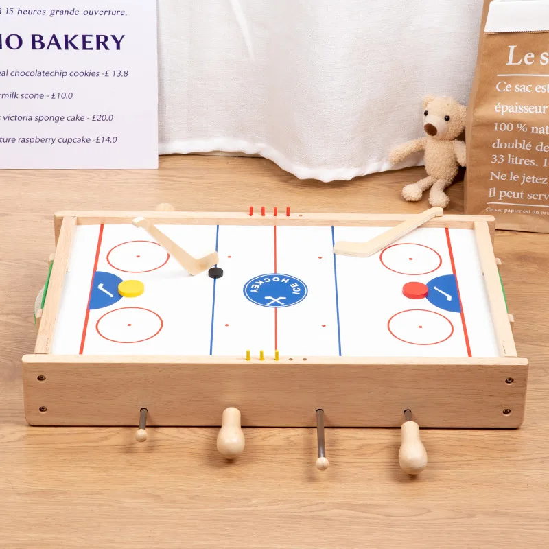 Children Toy Puzzle Wooden Soccer Ice Hockey 2-in-1 Montessori Enough Board Games Interactive Toys Funny Family Table Games Gift