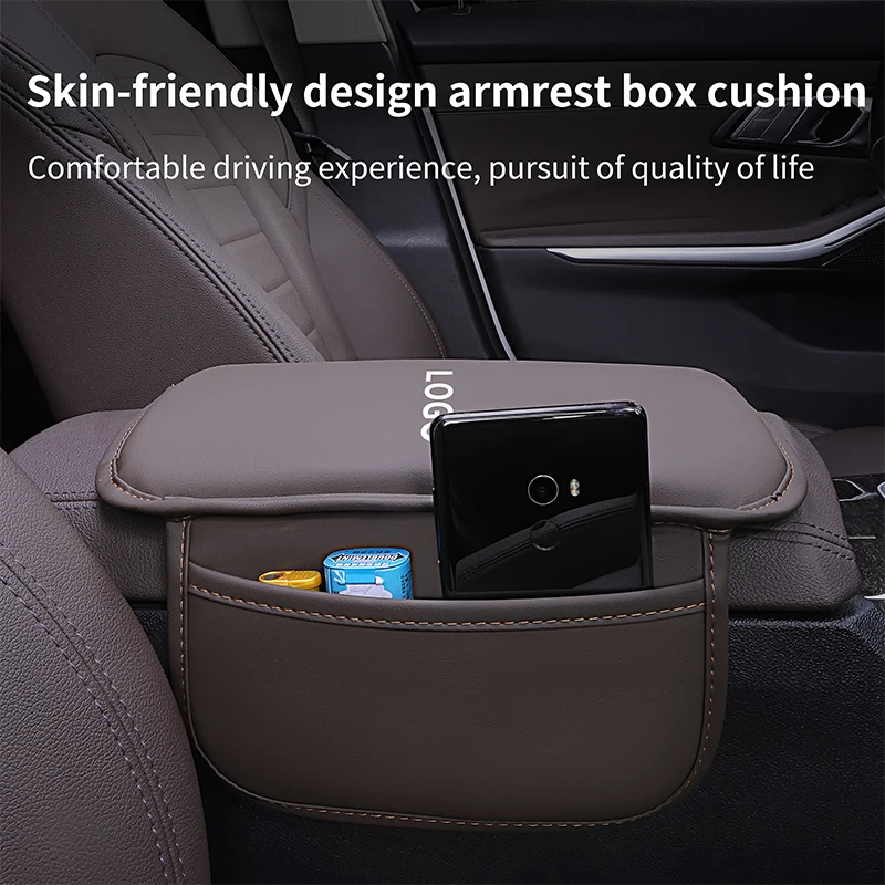 PU Leather Car Armrest Box Mats Auto Center Console Covers for Mitsubishi Outlander ASX Fortis Lancer Pajero Sport Eclipse Cross