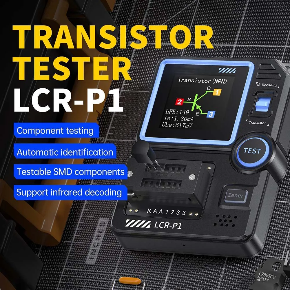 LCR-P1 тестер транзисторов диод триод емкометр сопротивление LCR ESR метр MOSFET NPN PNP многофункциональный тестер аксессуар