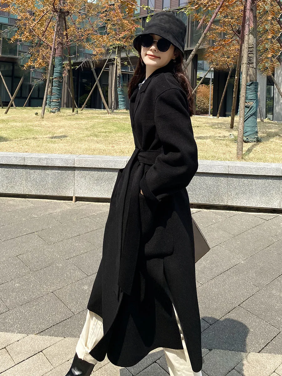

Bla Double-Sided Camere Coat Women's Mid-Length 2025 Autumn Winter Korean Sle Coat with Belt Woolen Outerwear