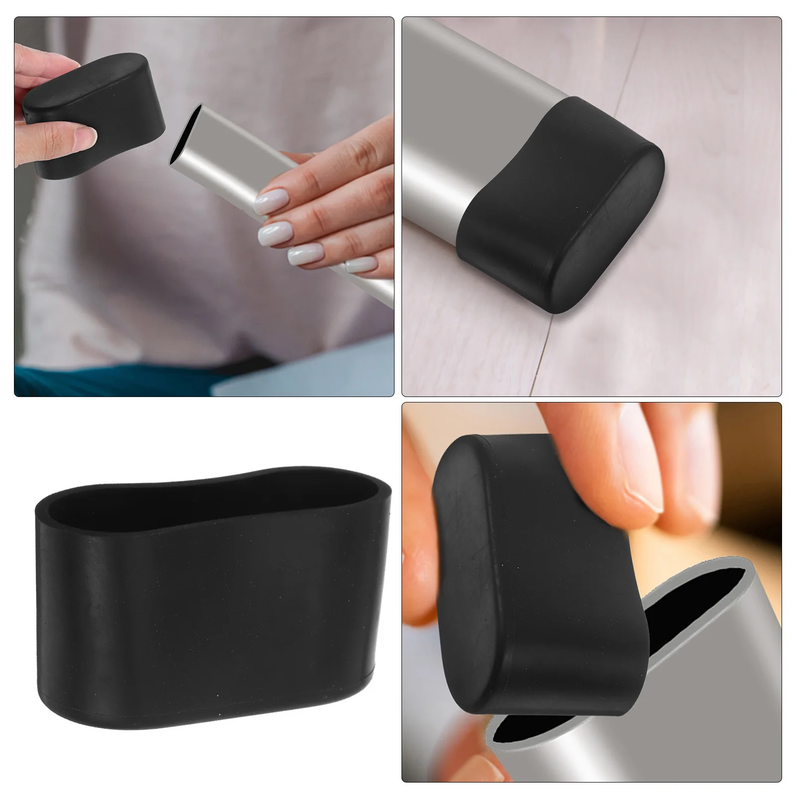 16 Stück schwarze PVC-Stuhlbeinkappen, Ersatz, rutschfeste Möbel-Bodenschoner, Tisch- und Schreibtischfußabdeckungen für Zuhause und Büro