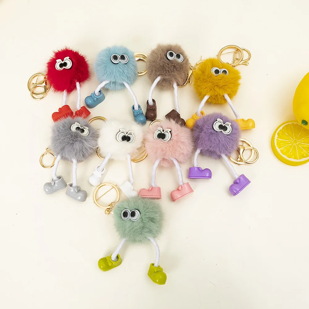 80pcs/lot Wholesale Imitation Mink Fur Shoes Elf Keychain Pendant Car Ornament Plush Ball,Deposit First to Get Discount much