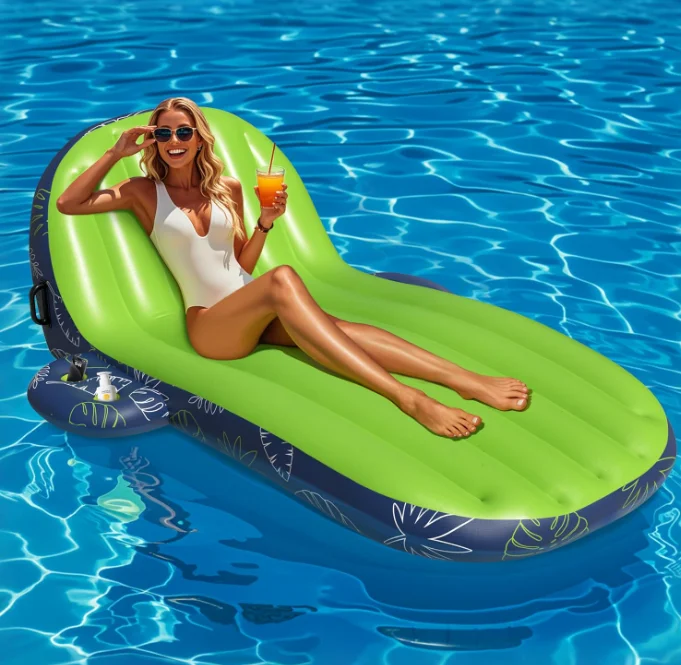 

Wholesale Heavy Duty Adult Pool Lounger 400lbs Capacity Inflatable Float with Cup Holder & Anti-Slip for Resort Beach Pool Party