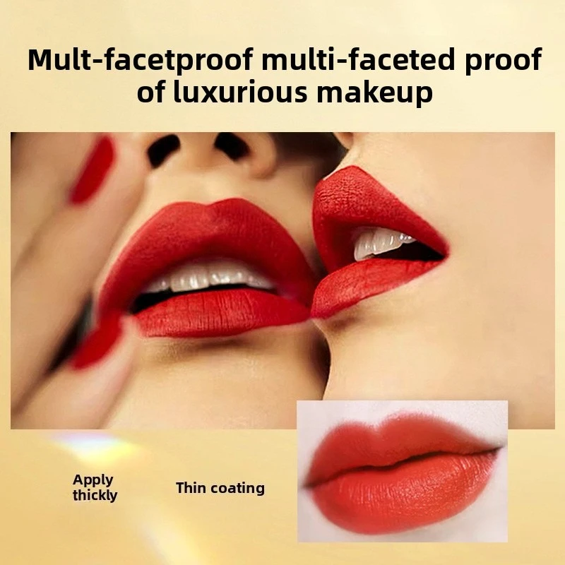 ลิปสติกกำมะหยี่วินเทจสีแดงสีส้มติดทนนานให้ความชุ่มชื้นเรียบเนียนนุ่มบำรุงสีแมตต์เนื้อเนียนละเอียดแต่งหน้าอย่างมีสไตล์สำหรับผู้หญิง