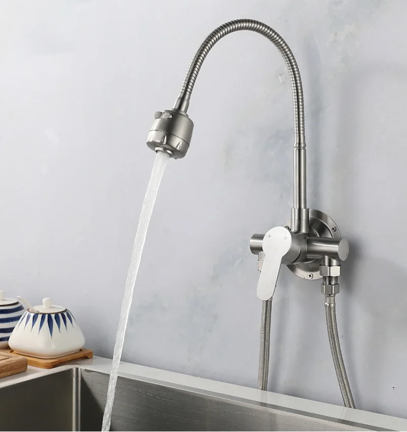 

Настенный открытый кухонный умывальник, смеситель для горячей и холодной воды, бытовая раковина, швабра для балкона, бассейна, смеситель для бассейна, вращение на 360°