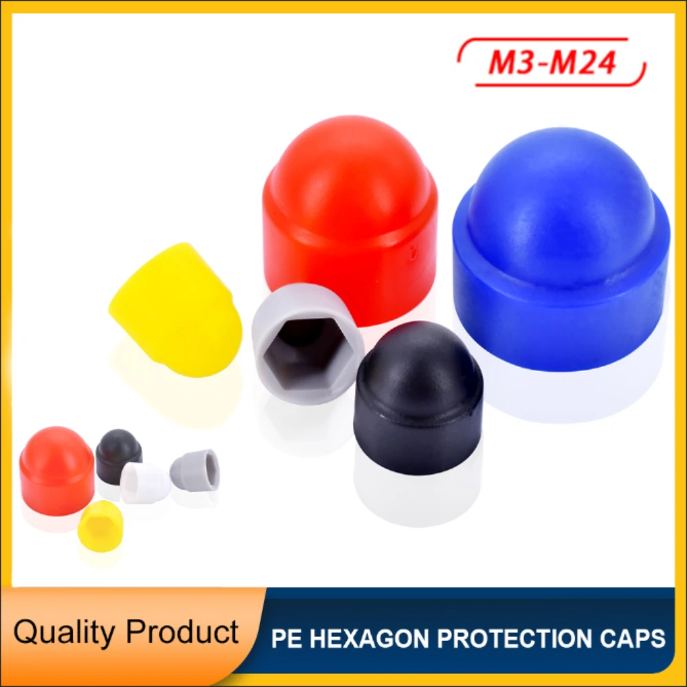 M3~M24 PE Plastic Hexagon Protection Caps Socket Hex Cap Nut For Car Wheels Exterior Decoration And Children\'s Sliding3-50pieces