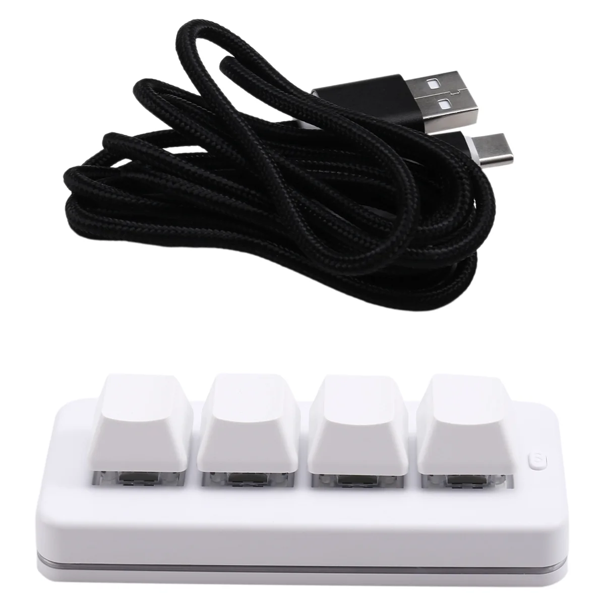 Popular MK424U Mini teclado personalizado de 4 teclas con interruptor mecánico azul Conexión USB para juegos de oficina Multimedia Blanco