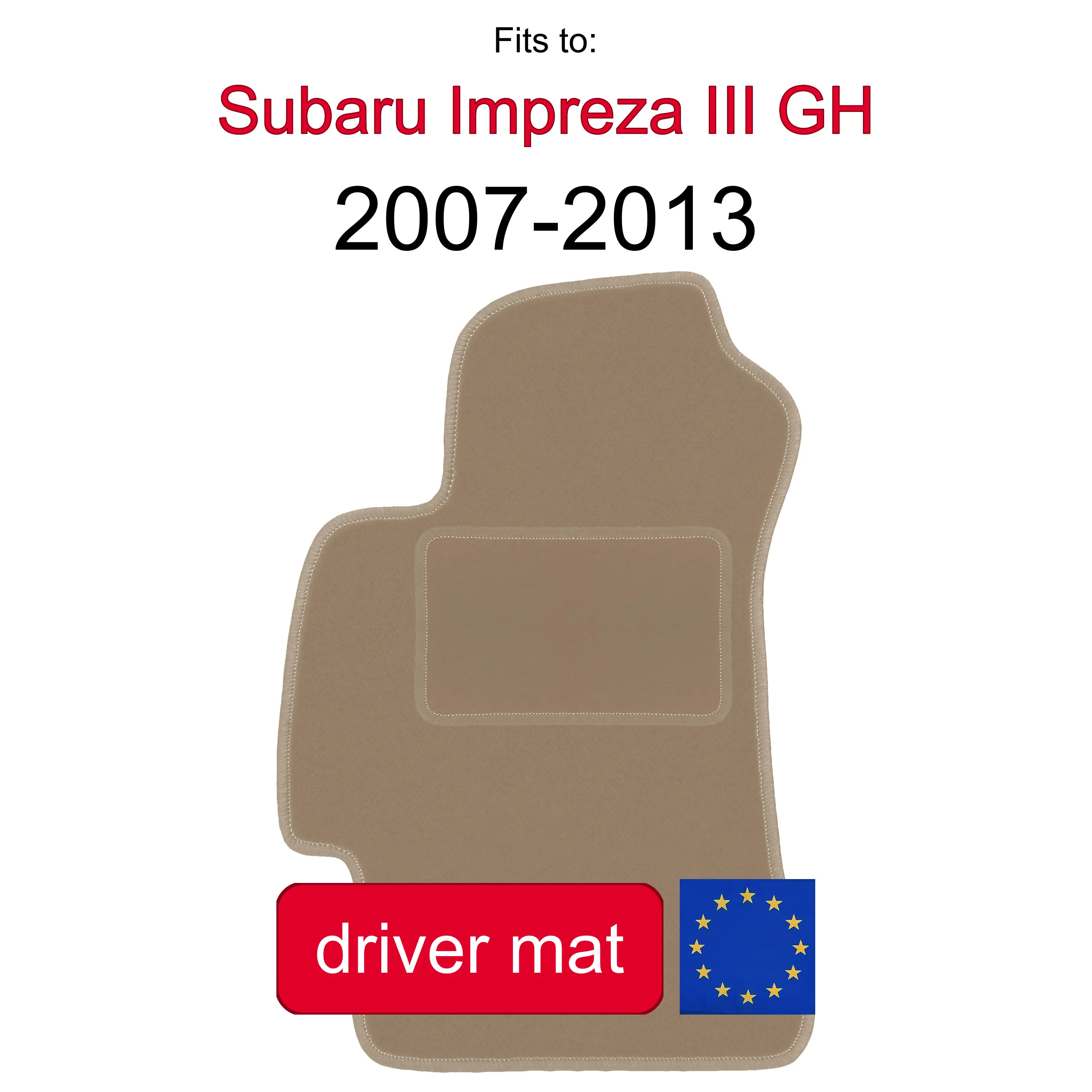 Tapis en velours pour conducteur pour Subaru Legacy IV B4 Estate Sedan Touring Wagon (2003-2009) - couleur beige (1 pièce)