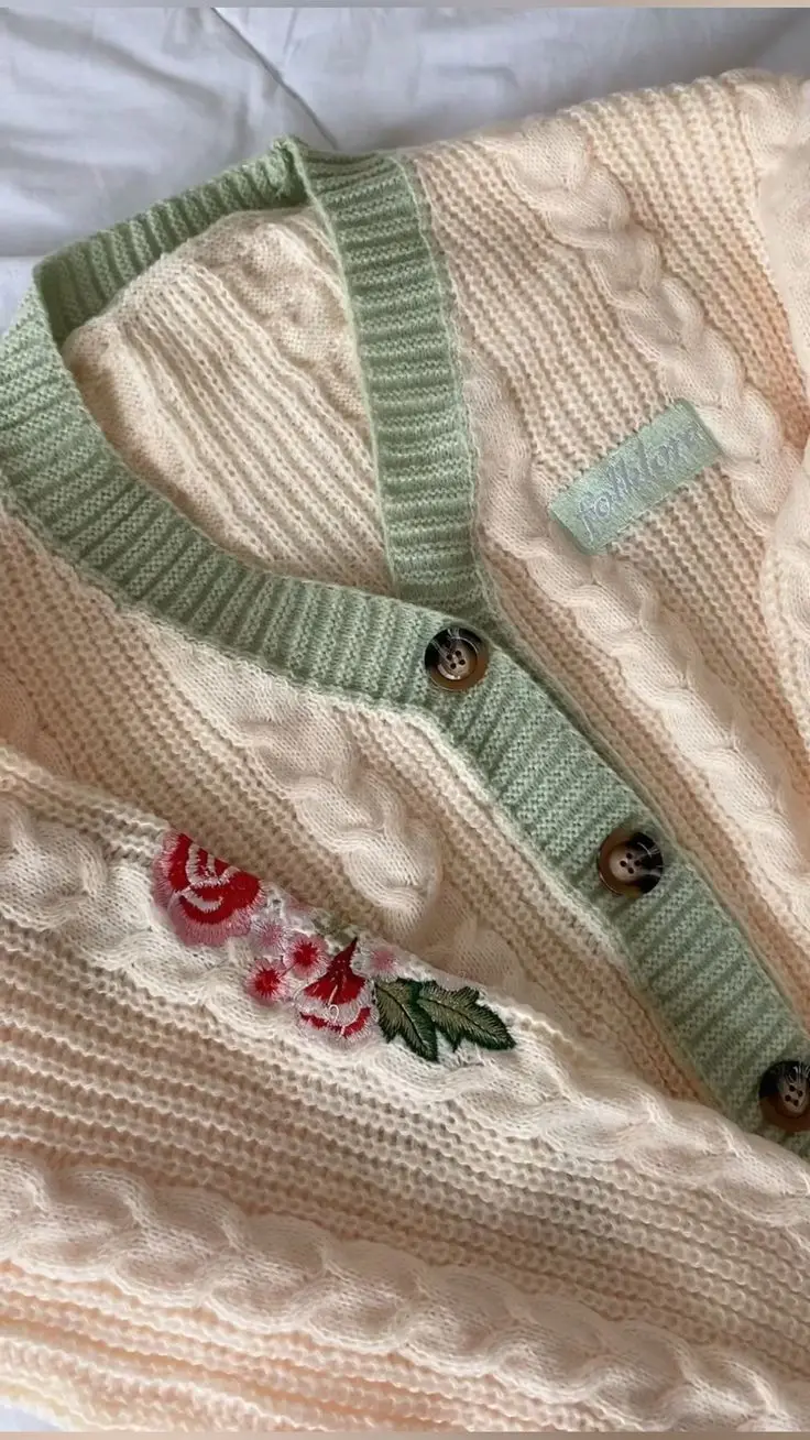 بيتي سترة TS زهرة مطرزة الفولكلور التصحيح متماسكة سترة مريح تريكو الخريف الشتاء النساء الملابس Cottagecore