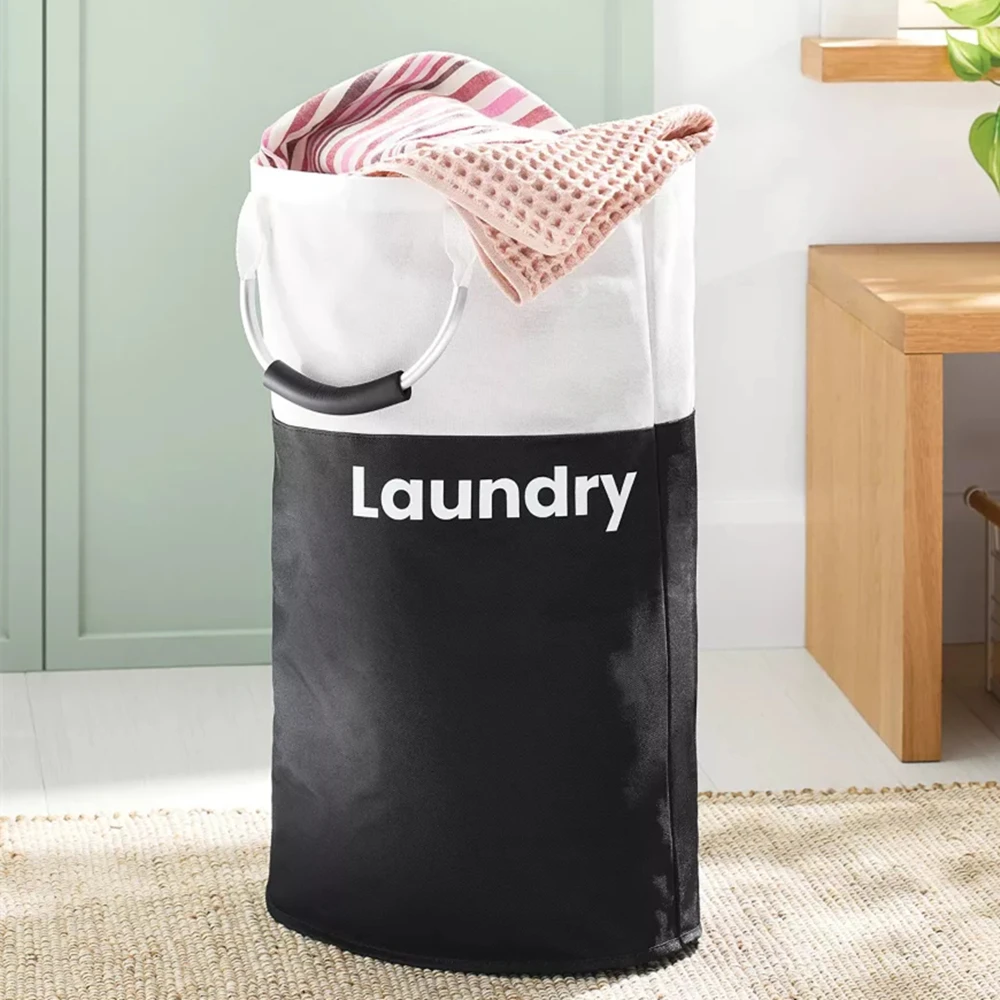 

16.9 Gallon/64L Collapsible Laundry Baskets,15" x 10" x 25" Polyester Tall Dirty Clothes Hamper with Handles for College Dorm