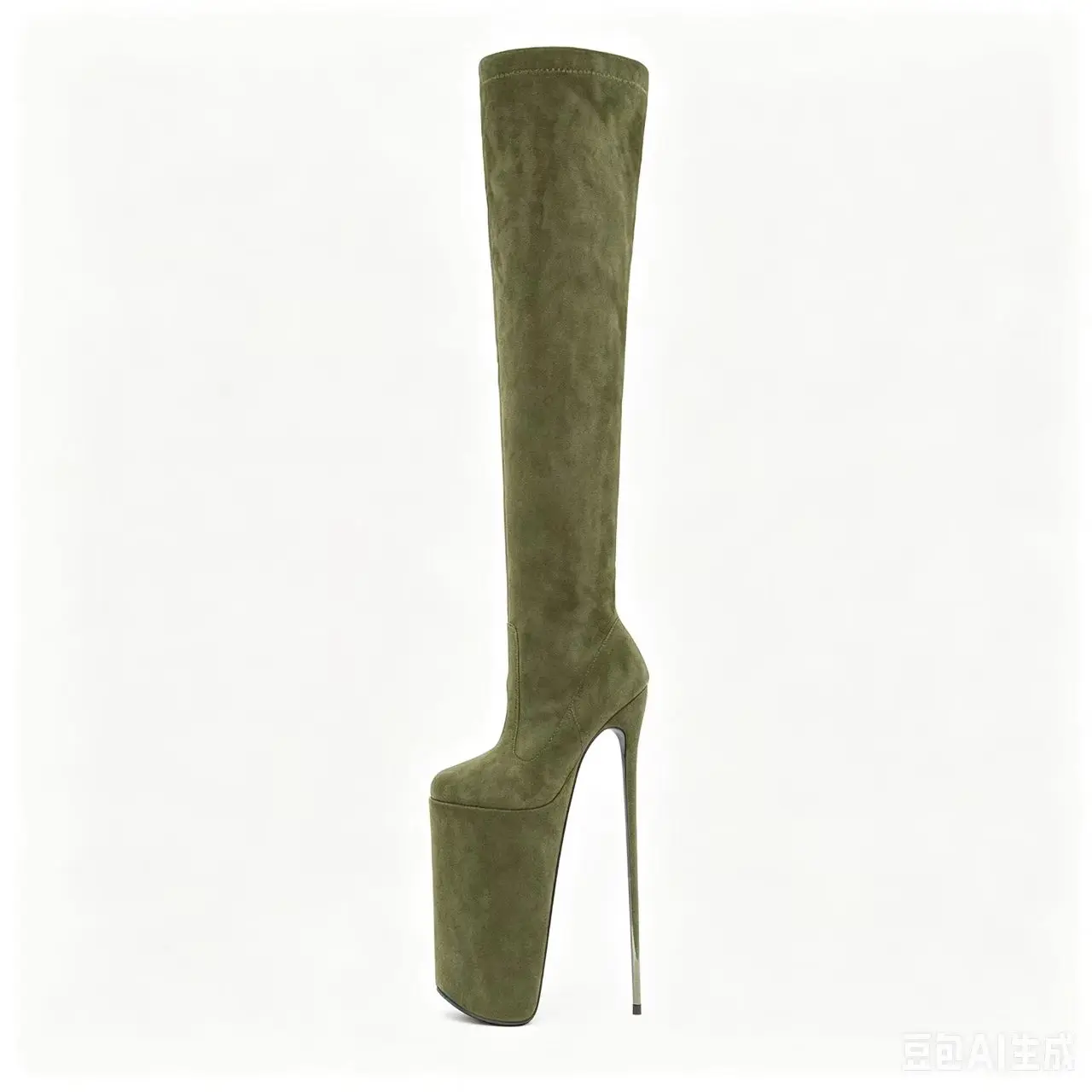 SDTRFT Shoes 30cm Ultra High Metal Thin Heels Stilettos Over The Knee Long Boots Platform Women Pumps Transgender Flock Botas