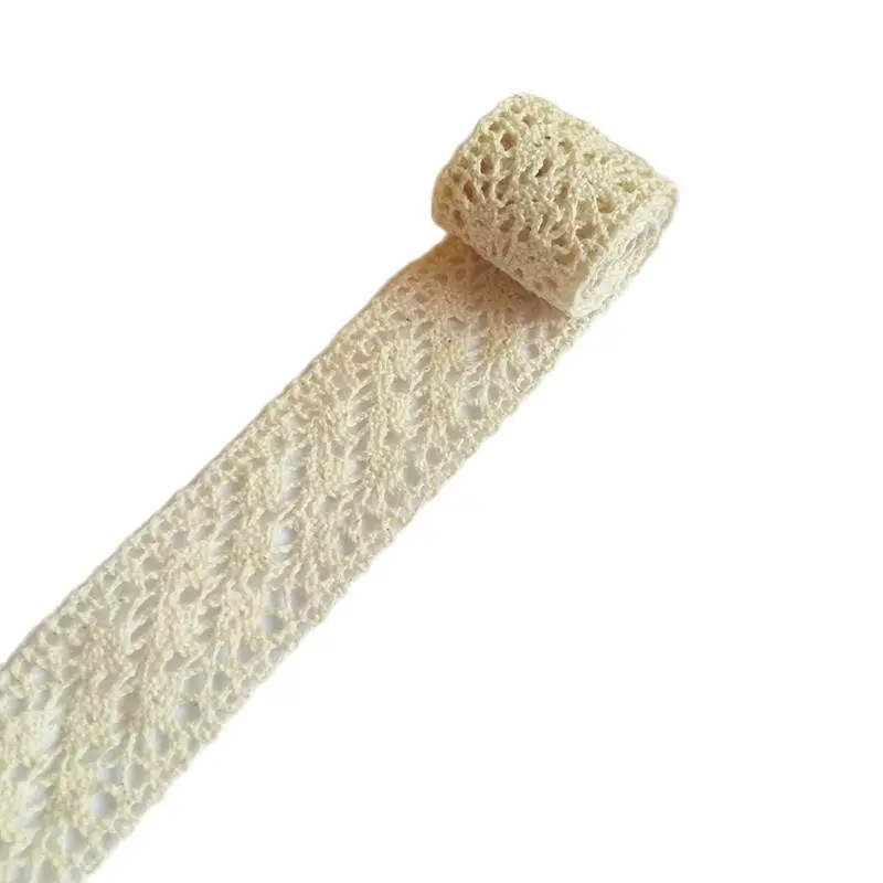 5 yard 3cm Wide Beige Knitted Cotton Lace Ribbon Trim Sewing DIY Handmade,Wedding Party/Craft Gift Packing Decoration