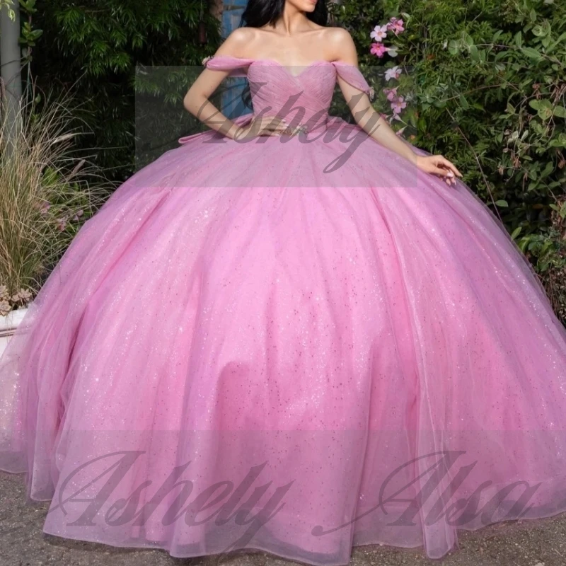 A36333 Simple High Quality 15th Girl Birthday Party Dress Ruched Bow Tulle Floor Length Prom Occasion vestido de 15 quinceañera