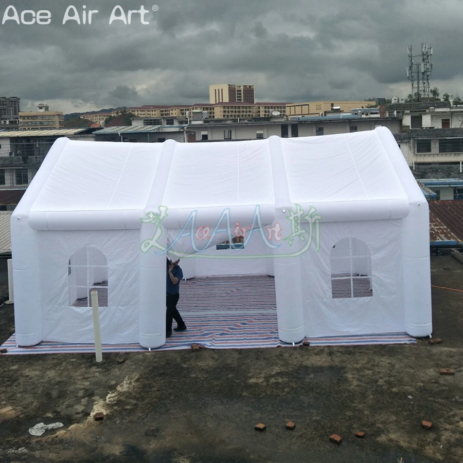 Tienda de campaña inflable para boda, 8mLx5mWx4mH, 2 puertas, construcción de casa, marquesina al aire libre, ganancias, iglesia para fiesta