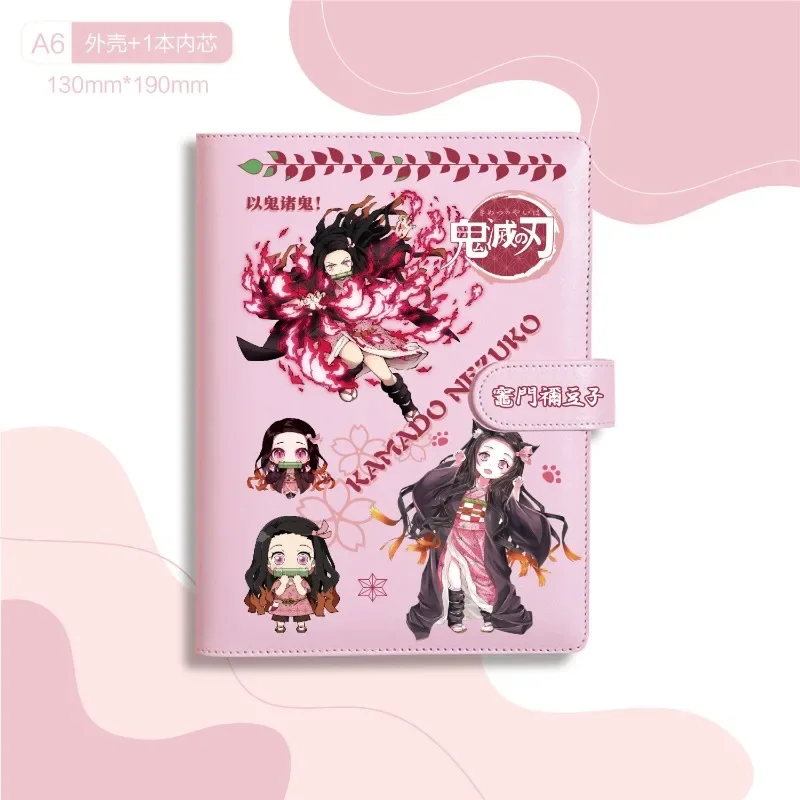 A6 Demon Slayer Anime Notebook - 4-in-1 Refillable Journal with Dot Grid, Lined, Grid & Blank Kimetsu no Yaiba Loose-leaf Binder
